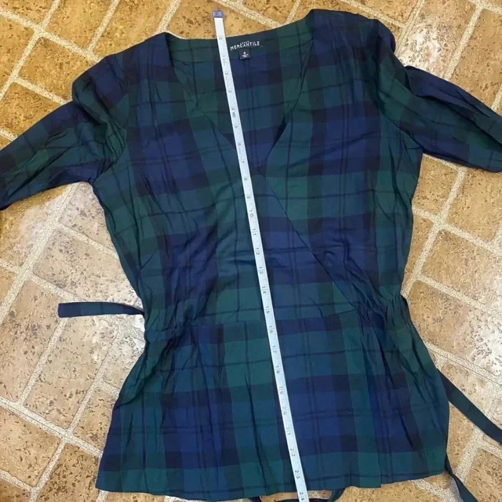 J. Crew Blackwatch Tartan Plaid Wrap Top